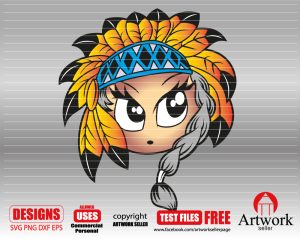 INDIAN FACES SVG CLIPART 2