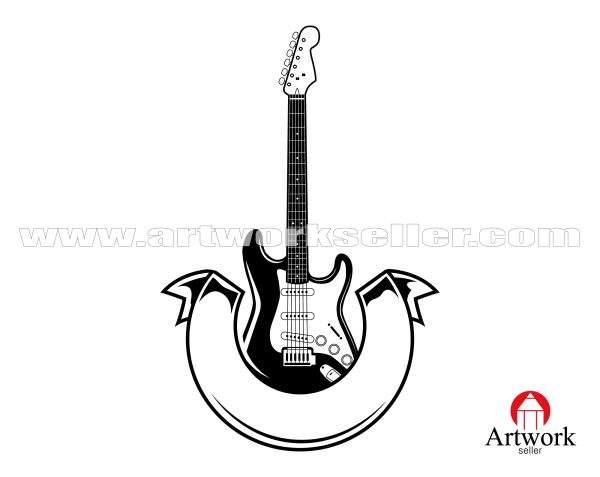 GUITAR WITH BANNER SVG
